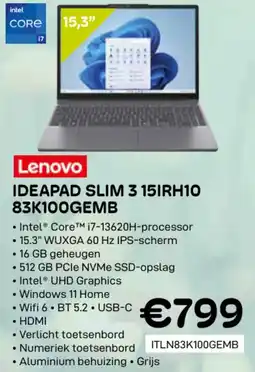 CompuDeals Lenovo ideapad slim 3 15IRH10 83K100GEMB aanbieding