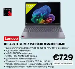 CompuDeals Lenovo ideapad slim 3 15Q8X10 83N3001UMB aanbieding