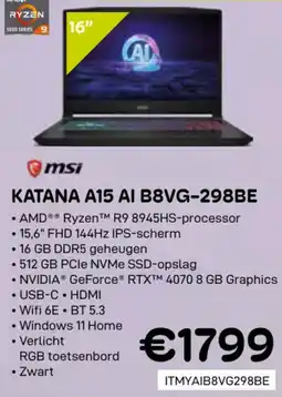 CompuDeals MSI katana A15 AI B8VG-298BE aanbieding