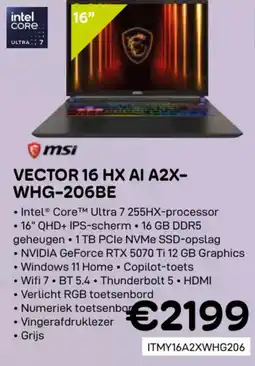 CompuDeals MSI vector 16 HX AI A2X- WHG-206BE aanbieding