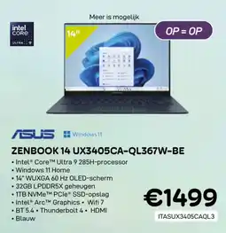 CompuDeals ASUS zenbook 14 UX3405CA-QL367W-BE aanbieding