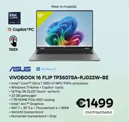 CompuDeals ASUS vivobook 16 flip TP3607SA-RJ022W-BE aanbieding