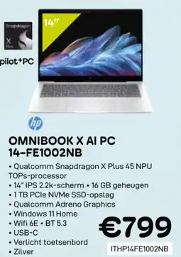 CompuDeals HP omnibook X AI PC 14-FE1002NB aanbieding