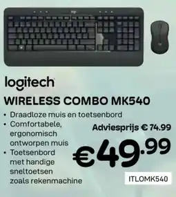 CompuDeals Logitech wireless combo MK540 aanbieding