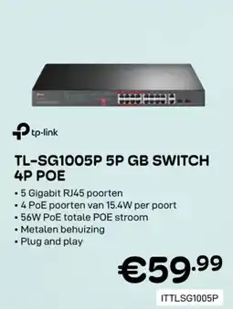 CompuDeals Tp-link TL-SG1005P 5P GB switch aanbieding