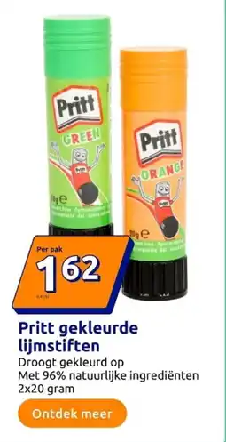Action Pritt gekleurde lijmstiften aanbieding