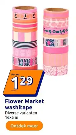 Action Flower Market washitape aanbieding