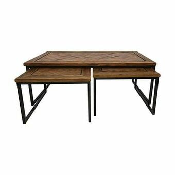 Leen Bakker HSM Collection salontafel Bradley (3 stuks) - naturelkleur/zwart - Leen Bakker aanbieding