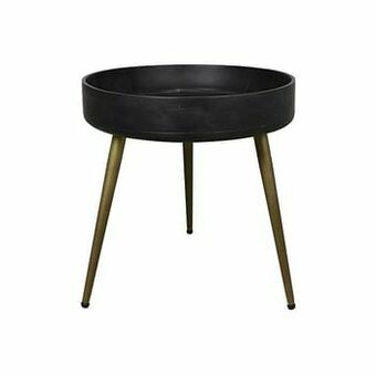 Leen Bakker HSM Collection bijzettafel Ventura - zwart/goudkleur - 42xø40 cm - Leen Bakker aanbieding