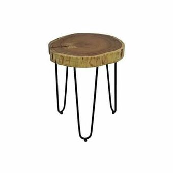 Leen Bakker HSM Collection bijzettafel Live Edge - naturelkleur/zwart - Ø32-38x45 cm - Leen Bakker aanbieding