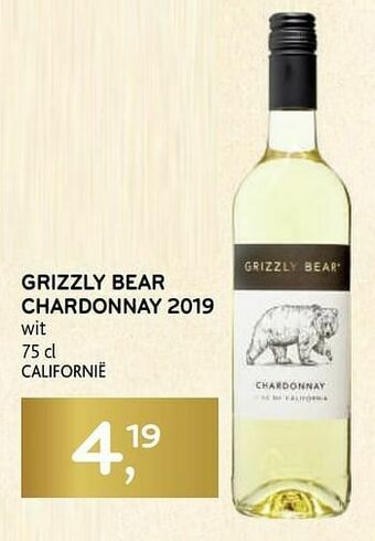 Grizzly bear chardonnay 2019 wit