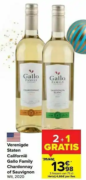 Carrefour Market Verenigde staten californië gallo family chardonnay of sauvignon wit aanbieding