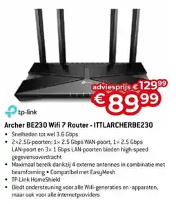 AUVA Tp-link Archer BE230 Wifi ? Router-ITTLARCHERBE230 aanbieding