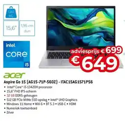 AUVA ACer Aspire Go 15 (AG15-71P-560Z) - ITAC15AG1571P56 aanbieding