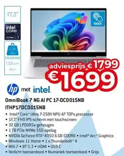 AUVA Hp OmniBook 7 NG AI PC 17-DC0015NB aanbieding