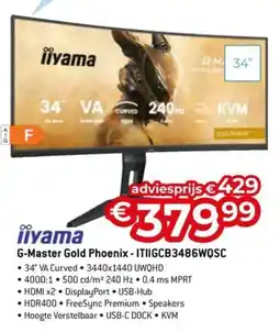 AUVA iiyama G-Master Gold Phoenix - ITIIGCB3486WQSC aanbieding