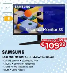 AUVA Samsung Essential Monitor S3 - ITSGLS27C310EAU aanbieding