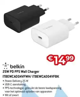 AUVA Belkin 25W PD PPS Wall Charger ITBEWCA004VFWH/ITBEWCA004VFBK aanbieding