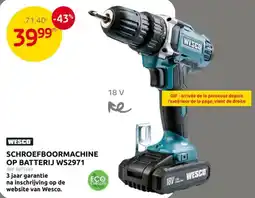 Brico Wesco schroefboormachine op batterijOP BATTERIJ WS2971 2971 aanbieding