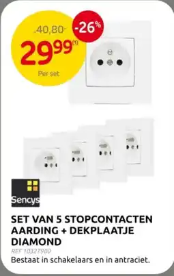 Brico Stopcontacten aarding + dekplaatje diamond aanbieding