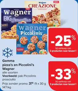 Carrefour Gamma pizza's en Piccolini's Wagner aanbieding