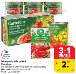Carrefour Tomaten in blik en brik Carrefour aanbieding