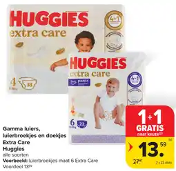 Carrefour Gamma Luiers, Luierbroekjes en Doekjes Extra Care Huggies aanbieding