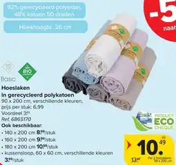 Carrefour Basic Hoeslaken in gerecycleerd polykatoen aanbieding