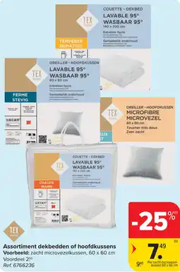Carrefour Tex Assortiment dekbedden of hoofdkussens aanbieding