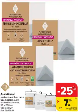 Carrefour Tex Assortiment matrasbeschermers aanbieding