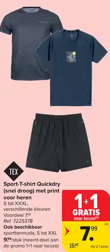 Carrefour Sport-T-shirt Quickdry (snel droog) met print voor heren aanbieding