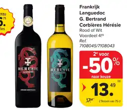 Carrefour Corbières Hérésie Languedoc G. Bertrand aanbieding