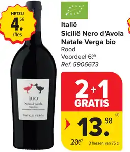 Carrefour Natale Verga bio Sicilië Nero d'Avola aanbieding