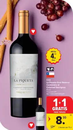 Carrefour La Piqueta Gran Reserva Carménère of Cabernet Sauvignon aanbieding