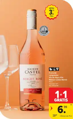 Carrefour Vin de Pays d'Oc Maison Castel Merlot aanbieding