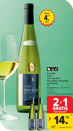 Carrefour Jean Murbach Pinot Blanc, Pinot Gris en Riesling Elzas aanbieding