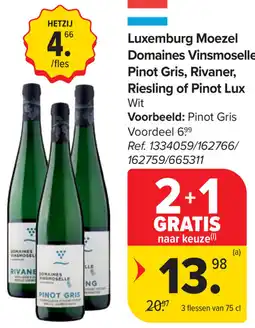 Carrefour Domaines Vinsmoselle Pinot Gris, Rivaner, Riesling of Pinot Lux aanbieding