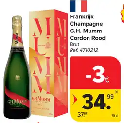 Carrefour G.H. Mumm Cordon Rood75 cl Champagne aanbieding