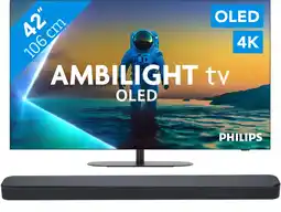 Coolblue Philips Ambilight 42'' OLED810 4K (2025) + JBL Bar 300 M2 Noir aanbieding