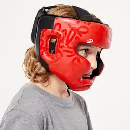 Decathlon Full face hoofdbeschermer voor boksen voor kinderen rood aanbieding