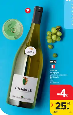 Carrefour Union des Vignerons de Chablis Bourgogne aanbieding