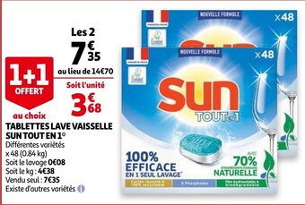 Auchan Tablettes lave vaisselle sun tout en 1 aanbieding
