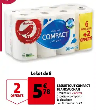Auchan Essuie tout compact blanc aanbieding