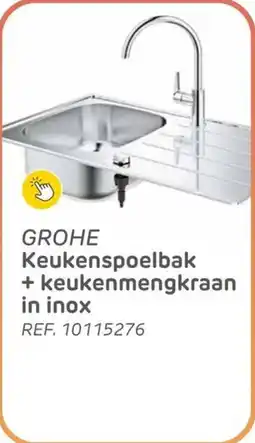 BricoPlanit Grohe keukenspoelbak + keukenmengkraan in inox aanbieding
