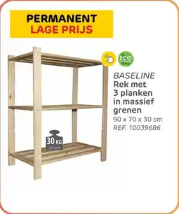BricoPlanit Baseline rek met 3 planken in massief grenen aanbieding