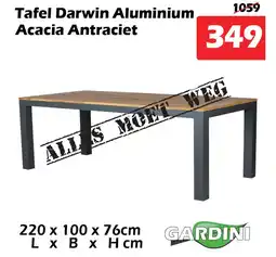 iTEK Tafel darwin aluminium acacia antraciet aanbieding