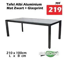 iTEK Tafel Albi Aluminium Mat Zwart + Glasprint aanbieding