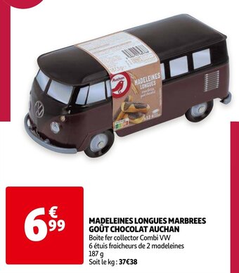 Auchan Madeleines longues marbrees gout chocolat aanbieding