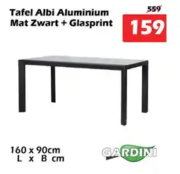 iTEK Tafel Albi Aluminium Mat Zwart + Glasprint aanbieding