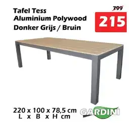 iTEK Tafel tess aluminium polywood aanbieding